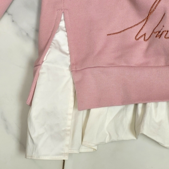 TED BAKER Dusty Pink Evliin Logo Frill Sweatshirt "Wink In Pink" Size 2 US - Picture 12 of 16